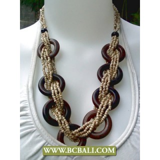 White Squins wrap Wooden Fashion Necklace